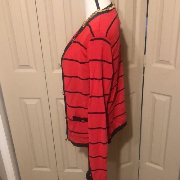 Cach’e 2 piece red and black sweater set size medium - Picture 4 of 11